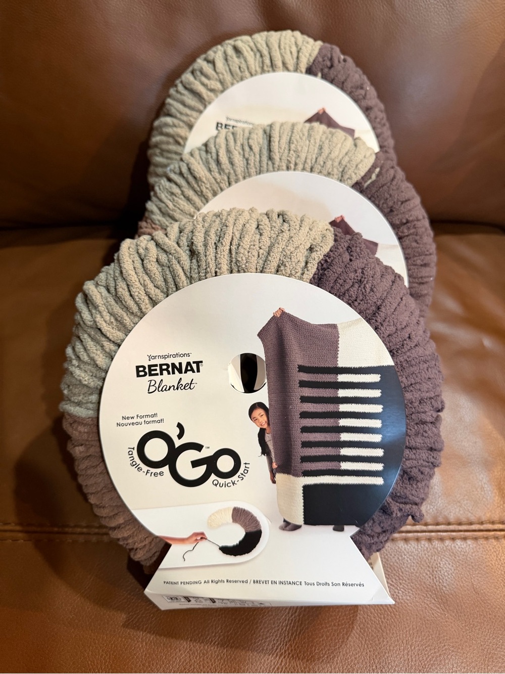 Bernat Blanket O'Go Chunky Yarn - Taupe & Cream